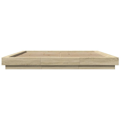 Bed Frame with LED Lights without Mattress Sonoma Oak 200x200cm