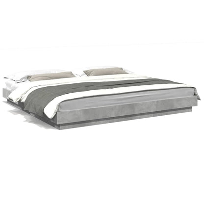 Bed Frame with LED Lights without Mattress Concrete Grey 200x200cm