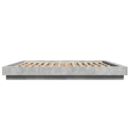 Bed Frame with LED Lights without Mattress Concrete Grey 200x200cm