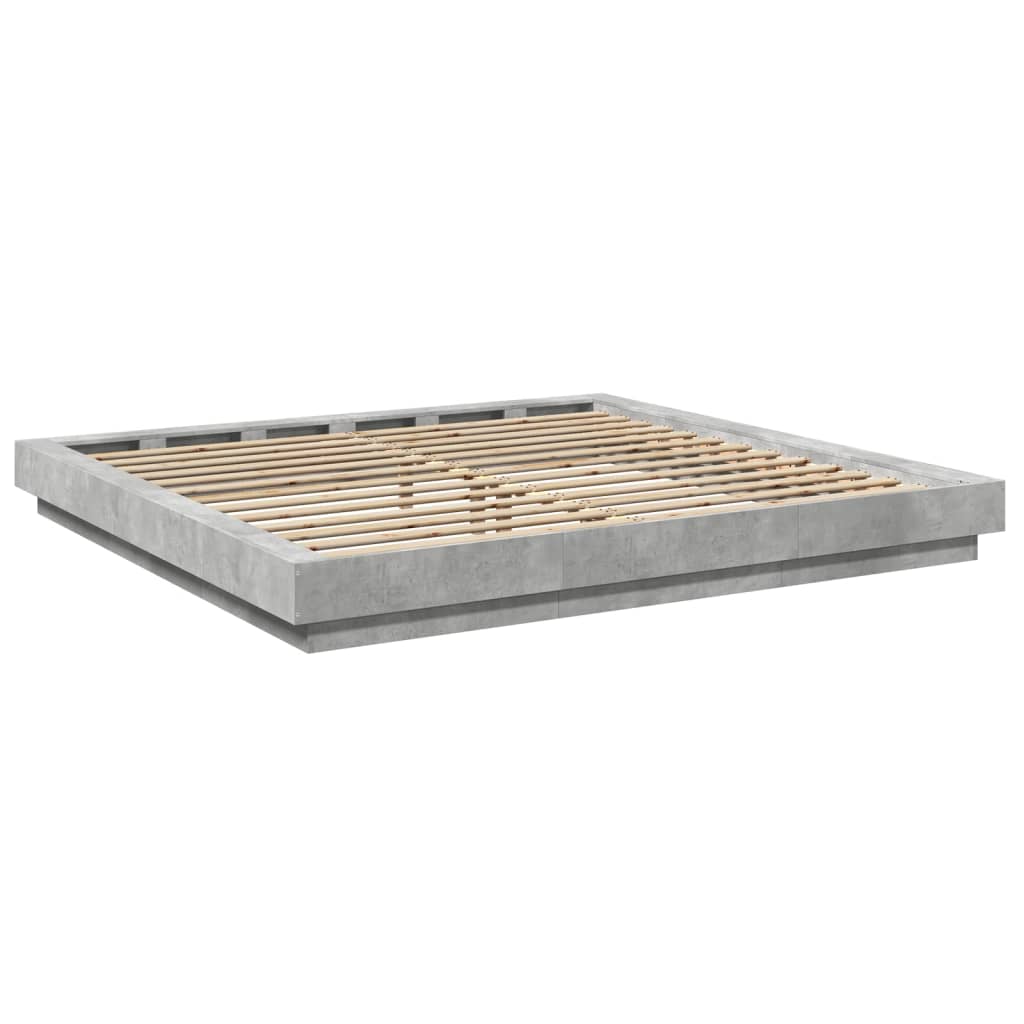 Bed Frame with LED Lights without Mattress Concrete Grey 200x200cm