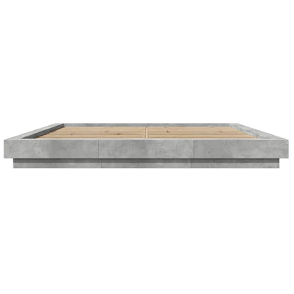 Bed Frame with LED Lights Concrete Grey 180x200 cm Super King Engineered Wood