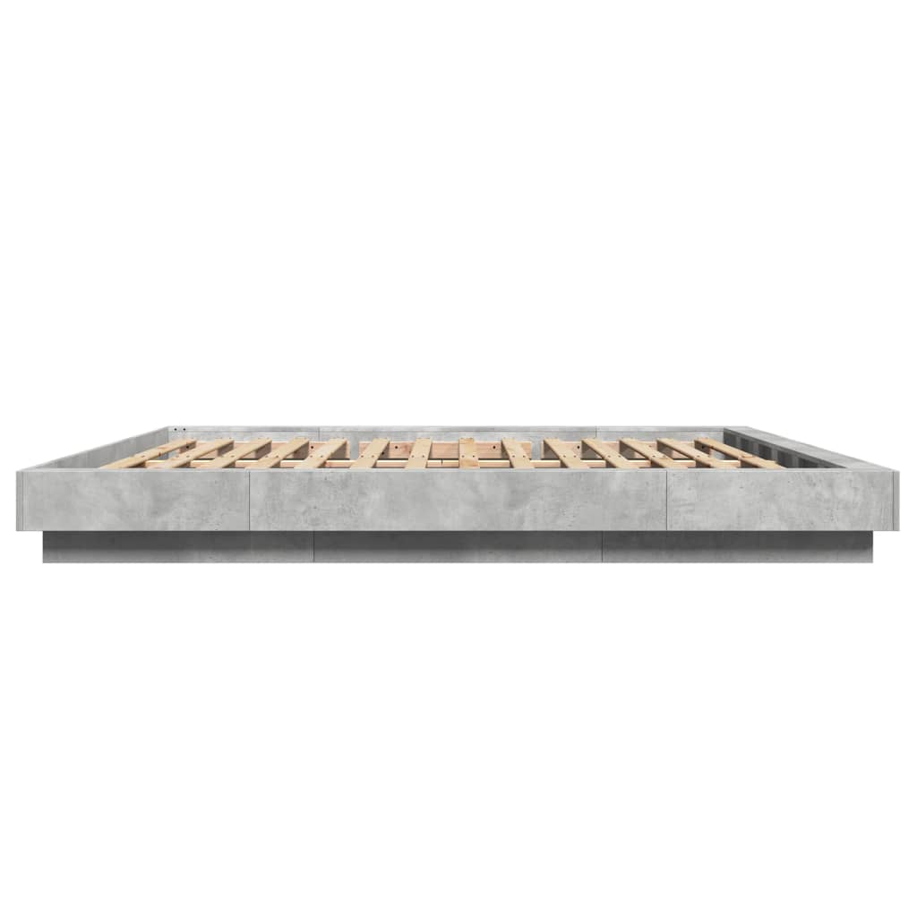 Bed Frame with LED Lights Concrete Grey 180x200 cm Super King Engineered Wood