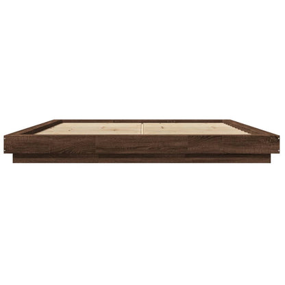 Bed Frame with LED Lights Brown Oak 180x200 cm Super King Engineered Wood