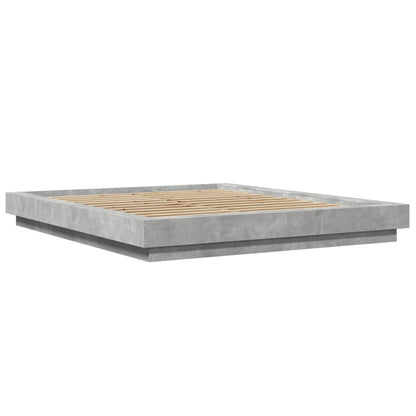 Bed Frame with LED Lights Concrete Grey 160x200cm Engineered Wood