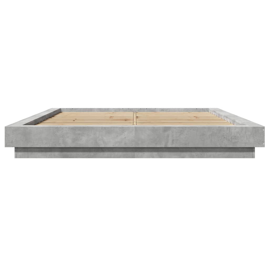 Bed Frame with LED Lights Concrete Grey 160x200cm Engineered Wood