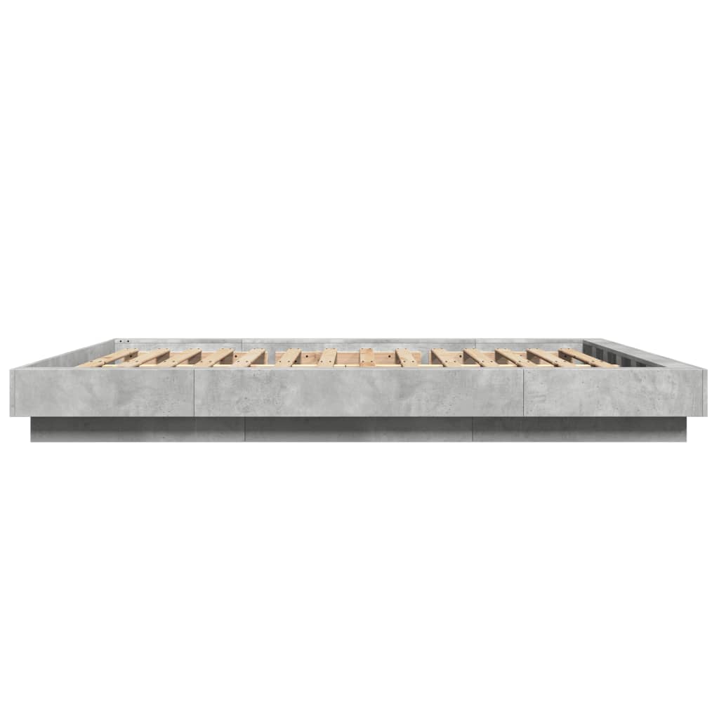 Bed Frame with LED Lights Concrete Grey 160x200cm Engineered Wood