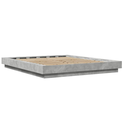 Bed Frame with LED Lights Concrete Grey 160x200cm Engineered Wood