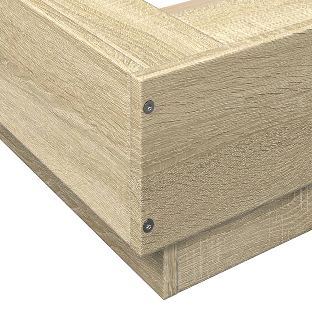 Bed Frame with LED Lights Sonoma Oak 140x200cm Engineered Wood