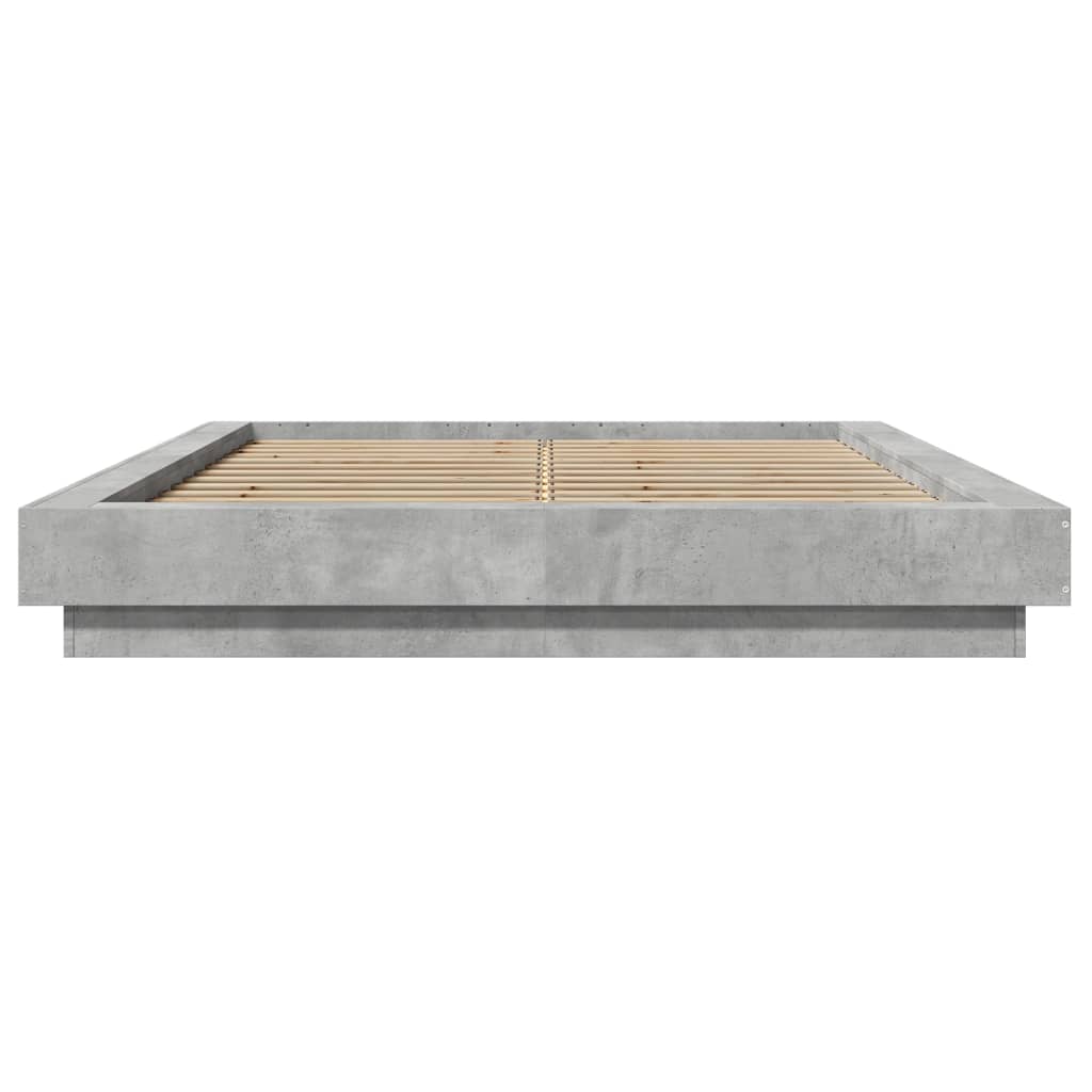 Bed Frame with LED Lights without Mattress Concrete Grey 120x200 cm