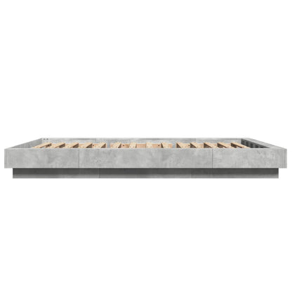 Bed Frame with LED Lights without Mattress Concrete Grey 120x200 cm