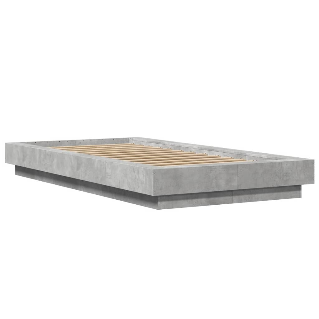 Bed Frame with LED Lights Concrete Grey 100x200cm Engineered Wood