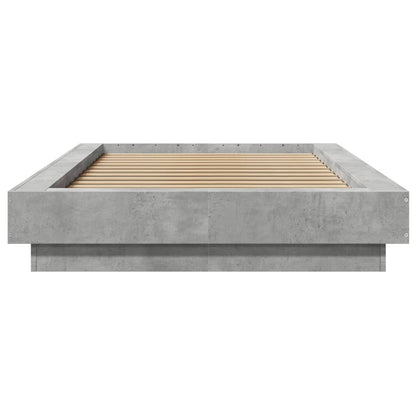 Bed Frame with LED Lights Concrete Grey 100x200cm Engineered Wood