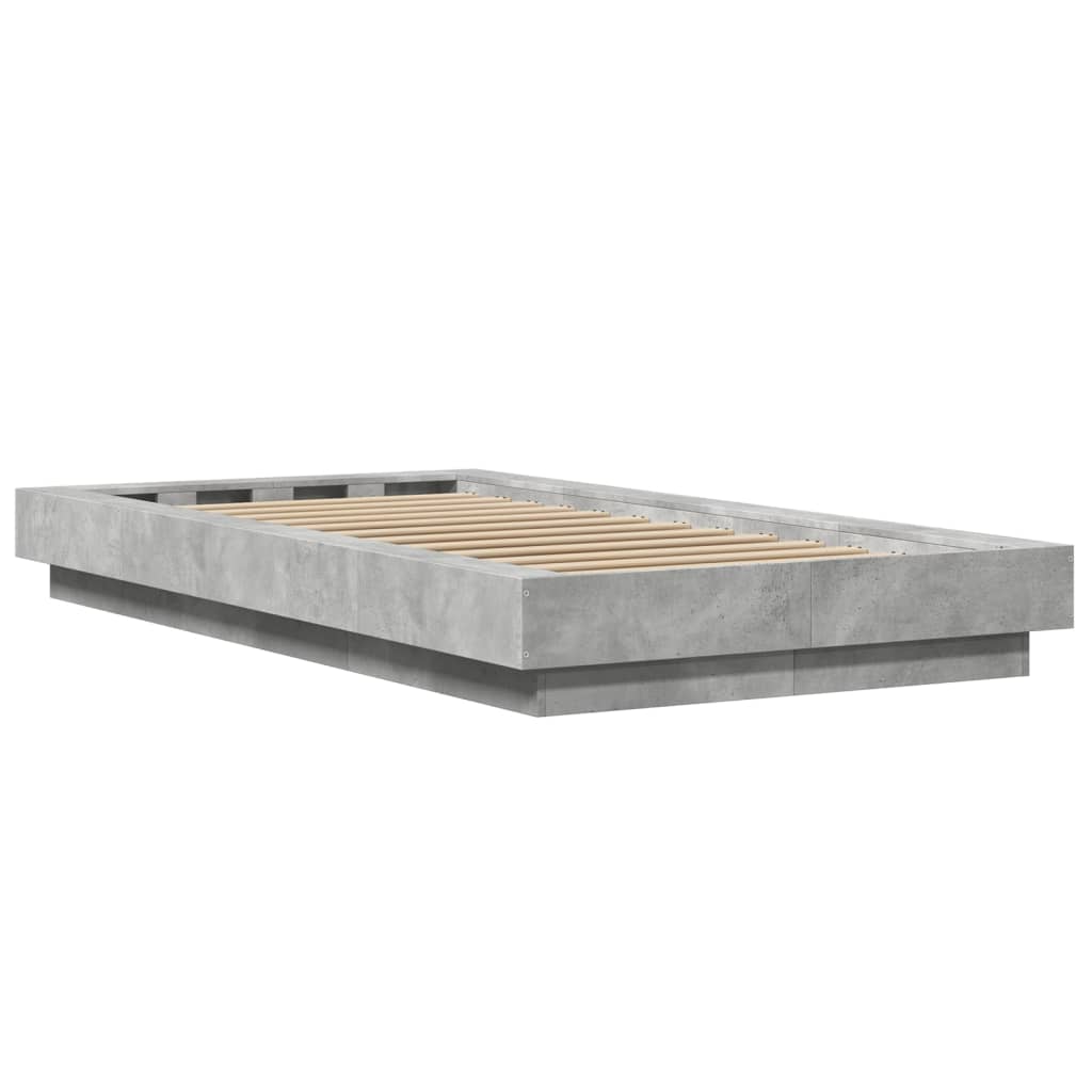 Bed Frame with LED Lights Concrete Grey 100x200cm Engineered Wood