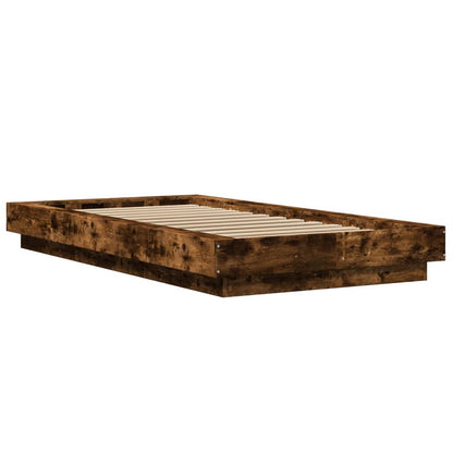 Bed Frame with LED Lights Smoked Oak 100x200cm Engineered Wood