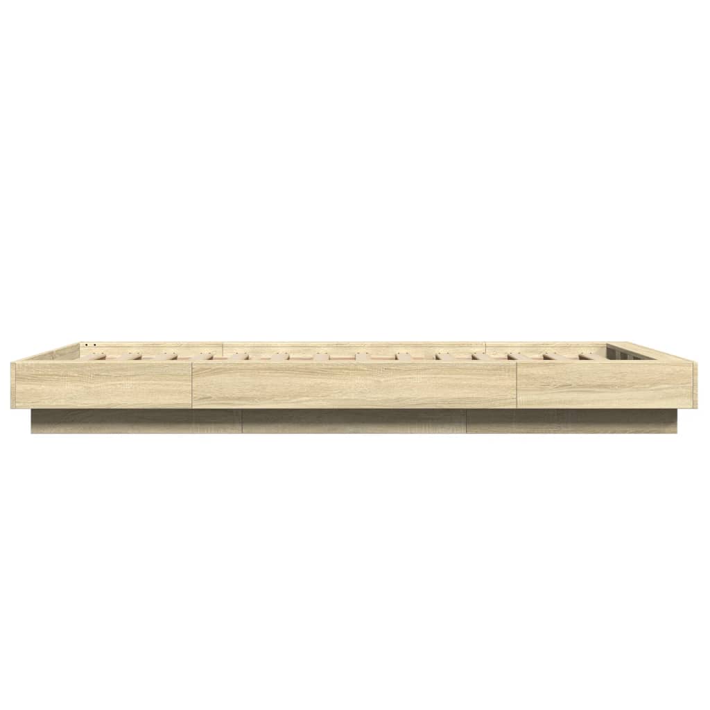 Bed Frame with LED Lights without Mattress Sonoma Oak 90x200cm