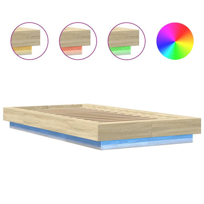 Bed Frame with LED Lights without Mattress Sonoma Oak 90x200cm