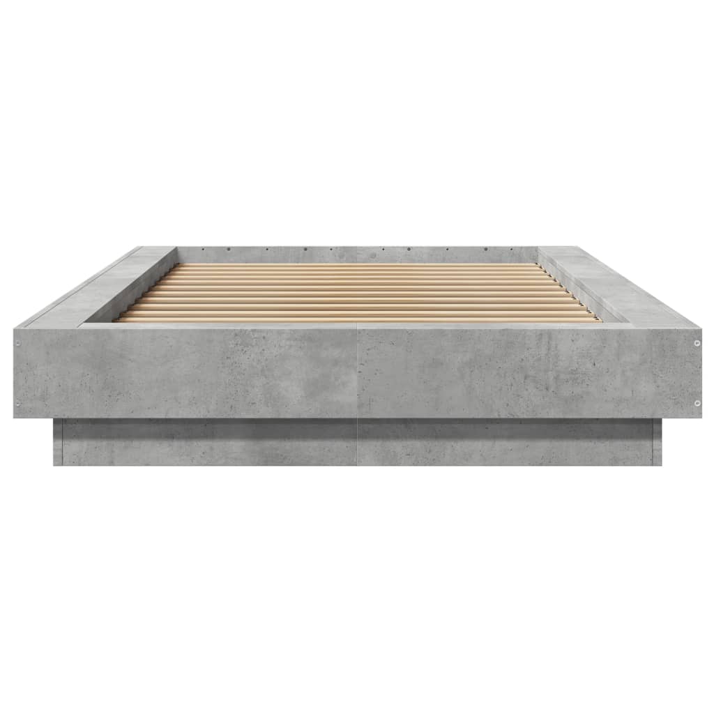 Bed Frame with LED Lights Concrete Grey 90x200cm Engineered Wood