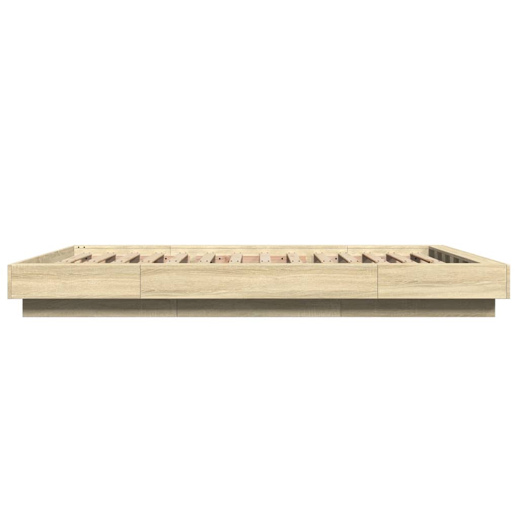 Bed Frame with LED Lights without Mattress Sonoma Oak 140x190cm