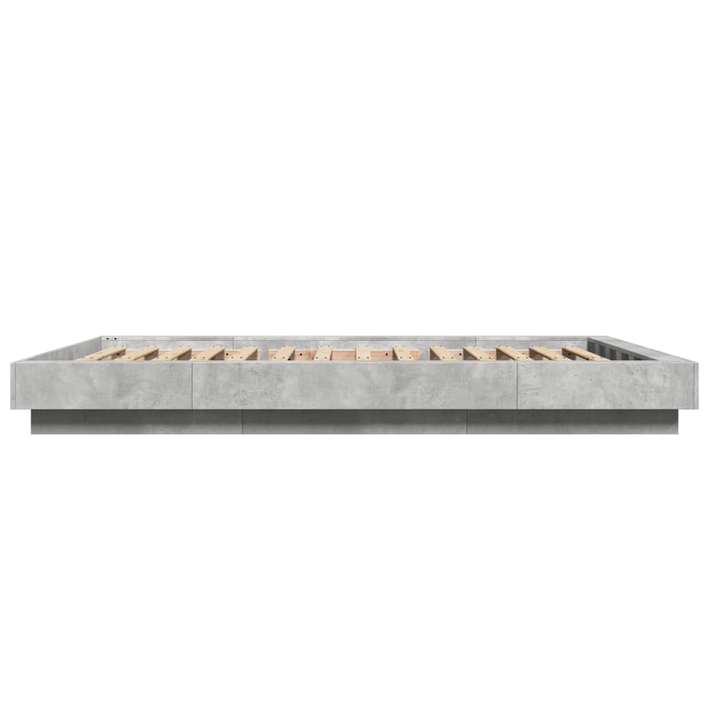 Bed Frame with LED Lights Concrete Grey 140x190cm Engineered Wood