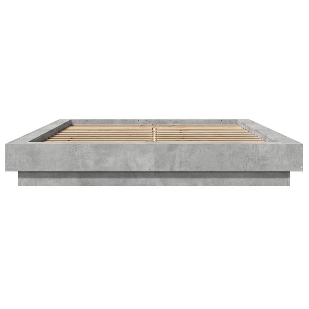 Bed Frame with LED Lights Concrete Grey 120x190cm Engineered Wood