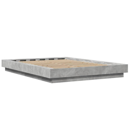 Bed Frame with LED Lights Concrete Grey 120x190cm Engineered Wood