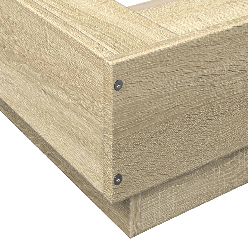 Bed Frame with LED Lights Sonoma Oak 90x190 cm Single Engineered Wood