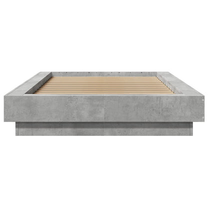 Bed Frame with LED Lights without Mattress Concrete Grey 90x190cm