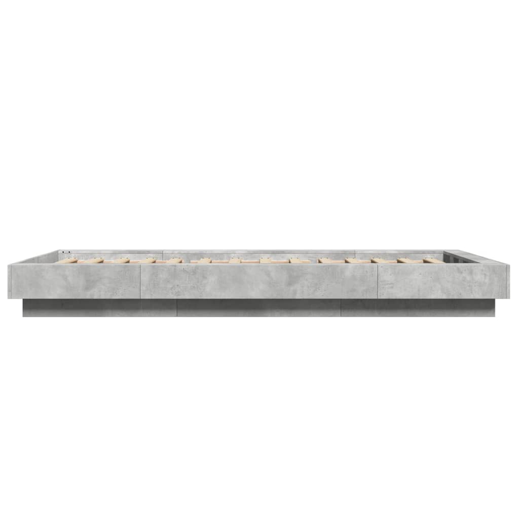 Bed Frame with LED Lights without Mattress Concrete Grey 90x190cm