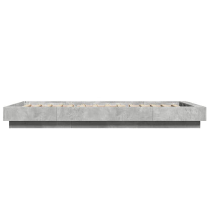 Bed Frame with LED Lights without Mattress Concrete Grey 90x190cm