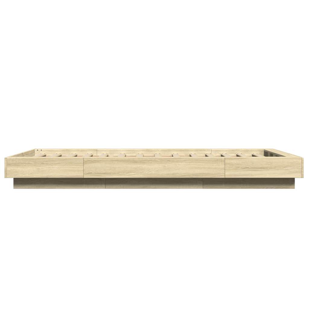 Bed Frame with LED Lights without Mattress Sonoma Oak 75x190cm