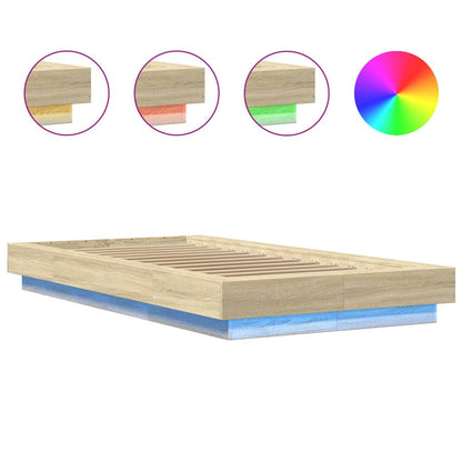 Bed Frame with LED Lights without Mattress Sonoma Oak 75x190cm