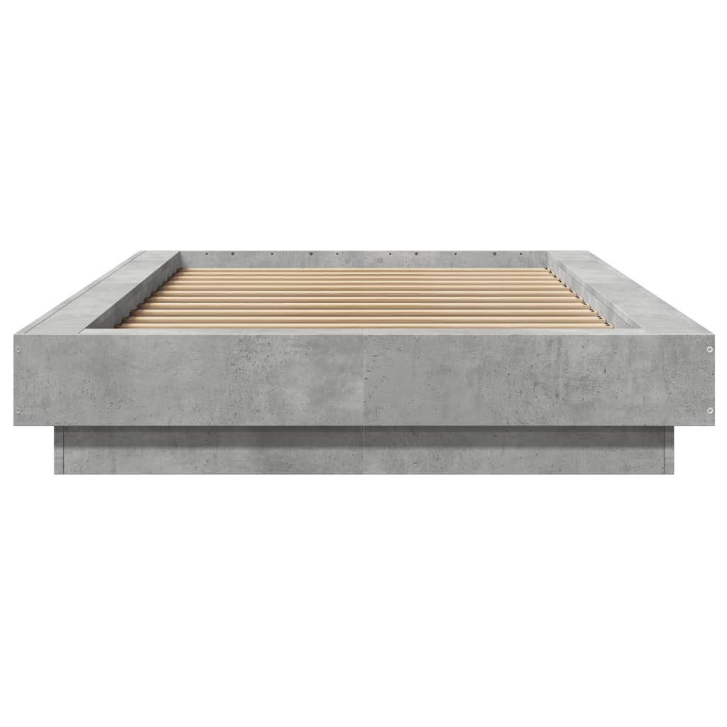 Bed Frame with LED Lights Concrete Grey 75x190cm Small Single Engineered Wood