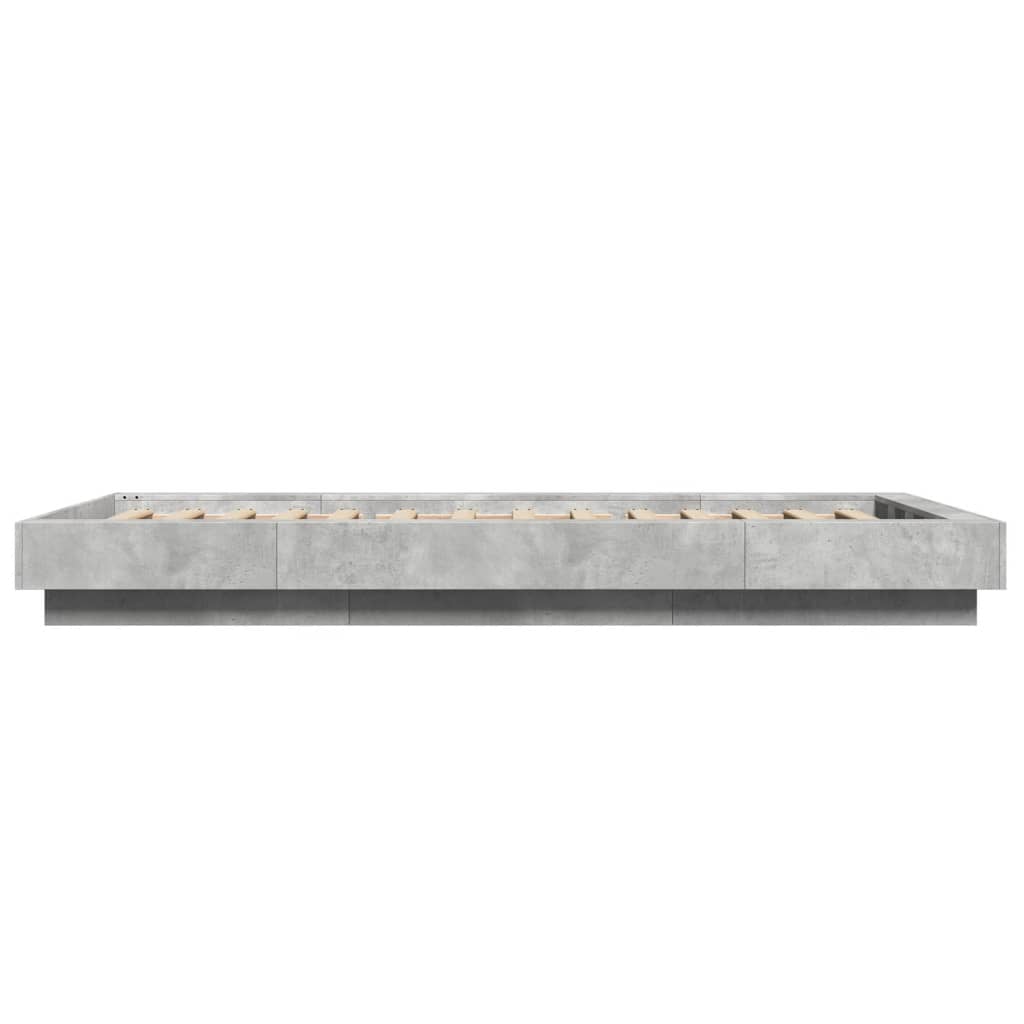 Bed Frame with LED Lights Concrete Grey 75x190cm Small Single Engineered Wood