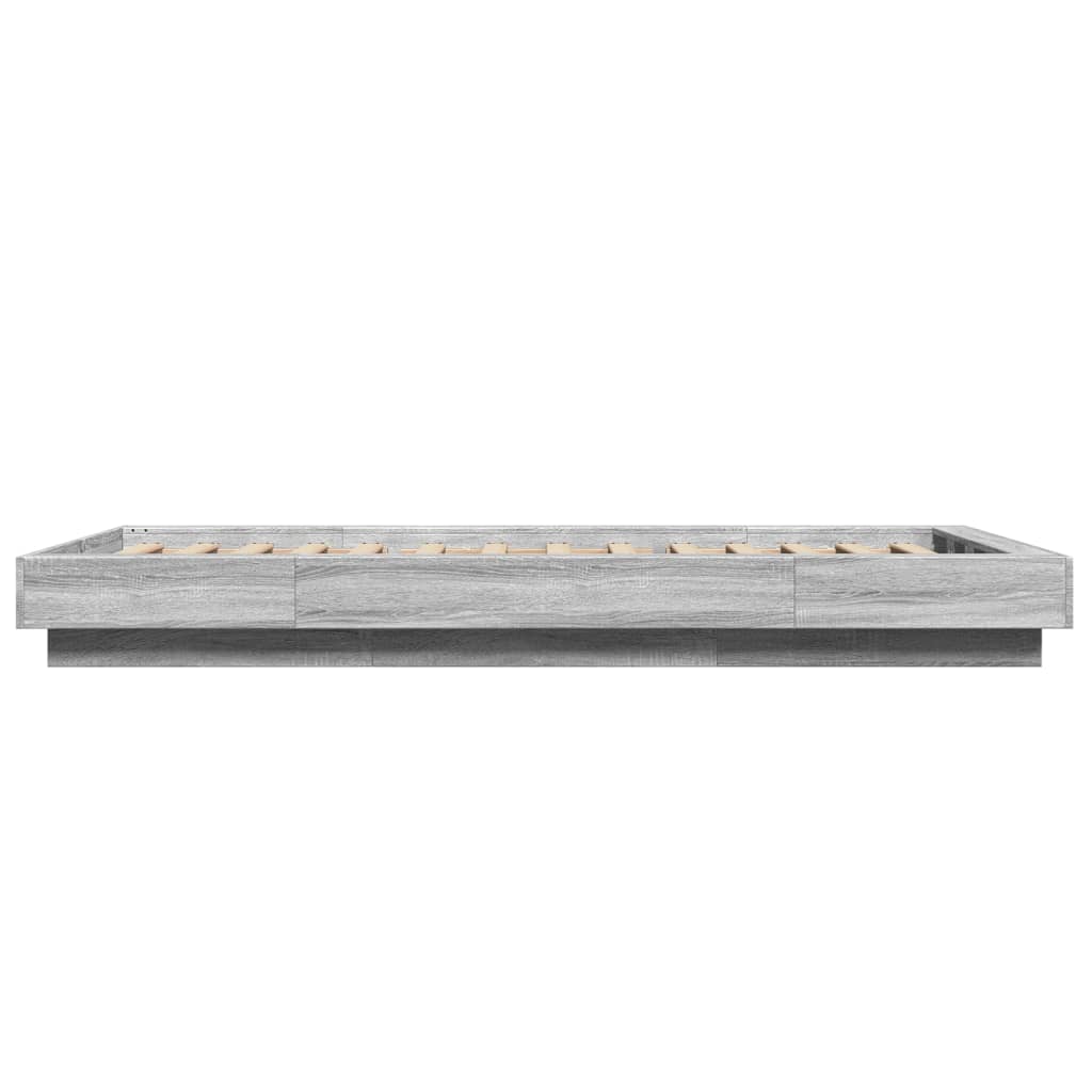 Bed Frame with LED Lights without Mattress Grey Sonoma 75x190 cm Small Single