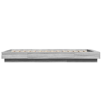 Bed Frame with LED Lights without Mattress Grey Sonoma 75x190 cm Small Single