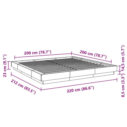 Bed Frame Sonoma Oak 200x200 cm Engineered Wood