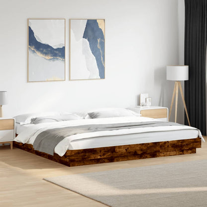 Bed Frame Smoked Oak 200x200 cm Engineered Wood