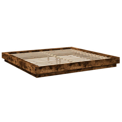 Bed Frame without Mattress Smoked Oak 180x200 cm Super King