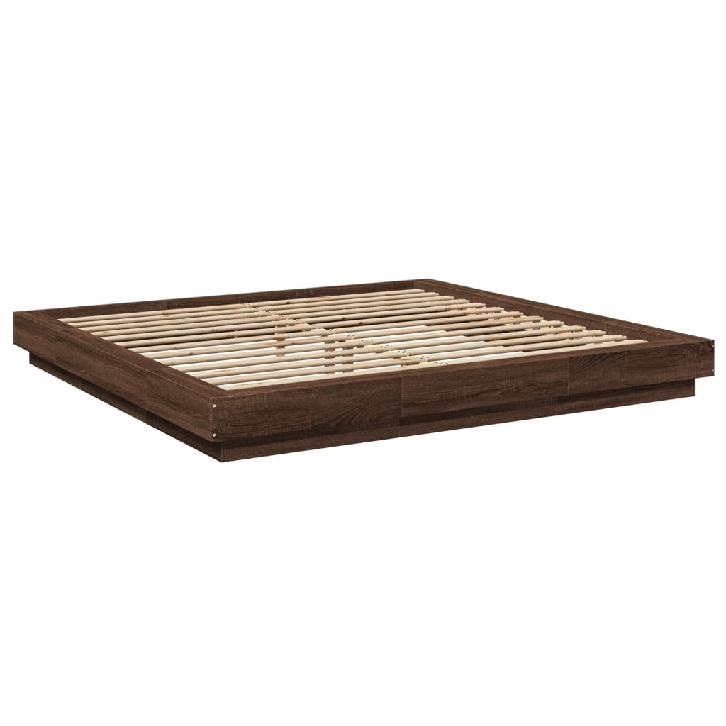 Bed Frame without Mattress Brown Oak 180x200 cm Super King