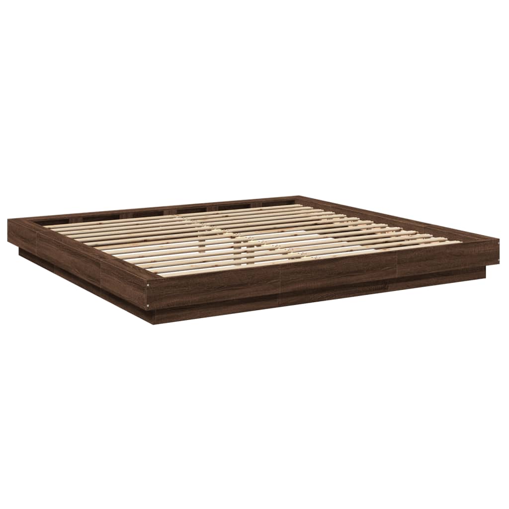 Bed Frame without Mattress Brown Oak 180x200 cm Super King