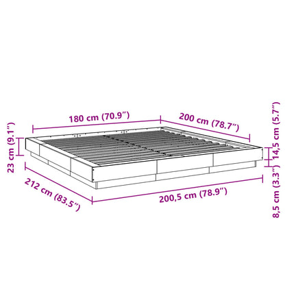 Bed Frame without Mattress Brown Oak 180x200 cm Super King