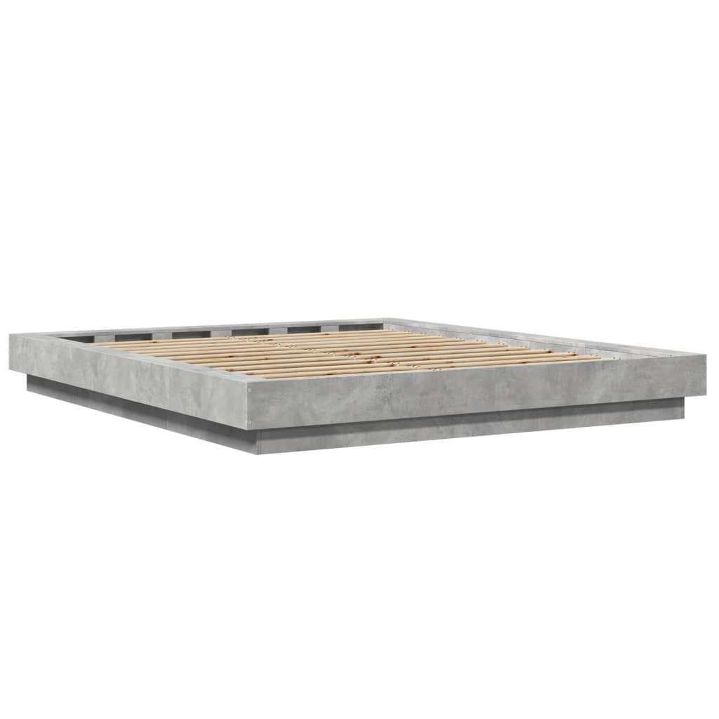 Bed Frame Concrete Grey 150x200 King Size cm Engineered Wood