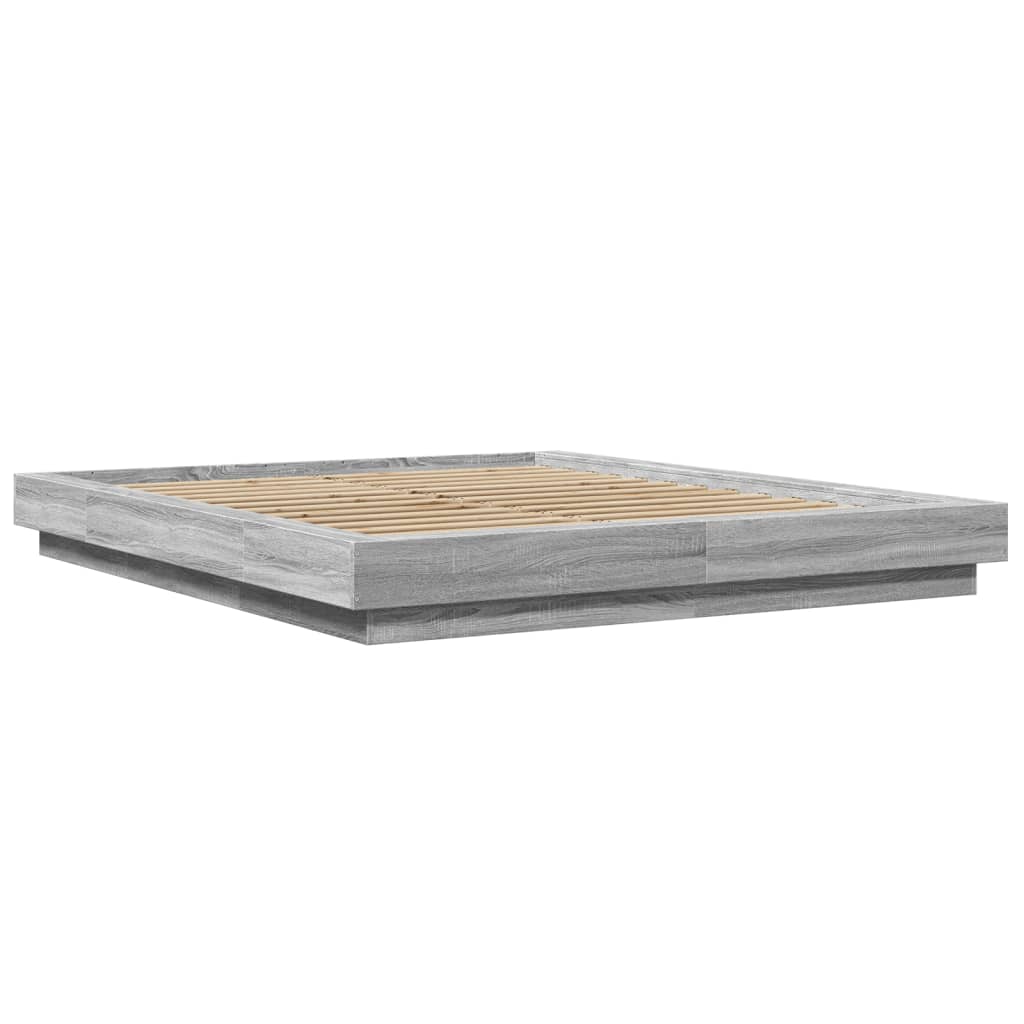 Bed Frame without Mattress Grey Sonoma 150x200 cm King Size