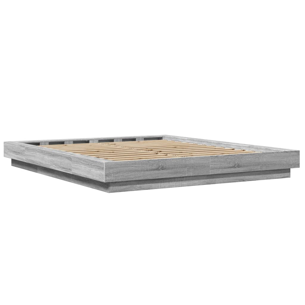 Bed Frame without Mattress Grey Sonoma 150x200 cm King Size