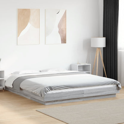 Bed Frame without Mattress Grey Sonoma 150x200 cm King Size