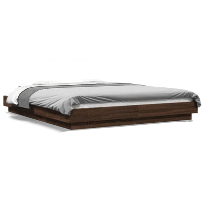 Bed Frame without Mattress Brown Oak 150x200 cm King Size