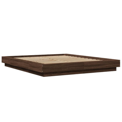 Bed Frame without Mattress Brown Oak 150x200 cm King Size