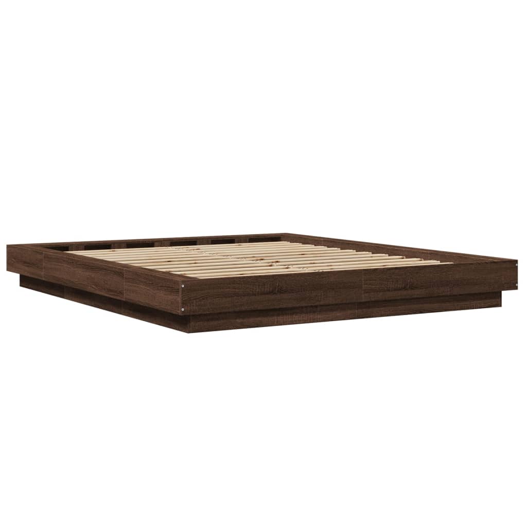 Bed Frame without Mattress Brown Oak 150x200 cm King Size