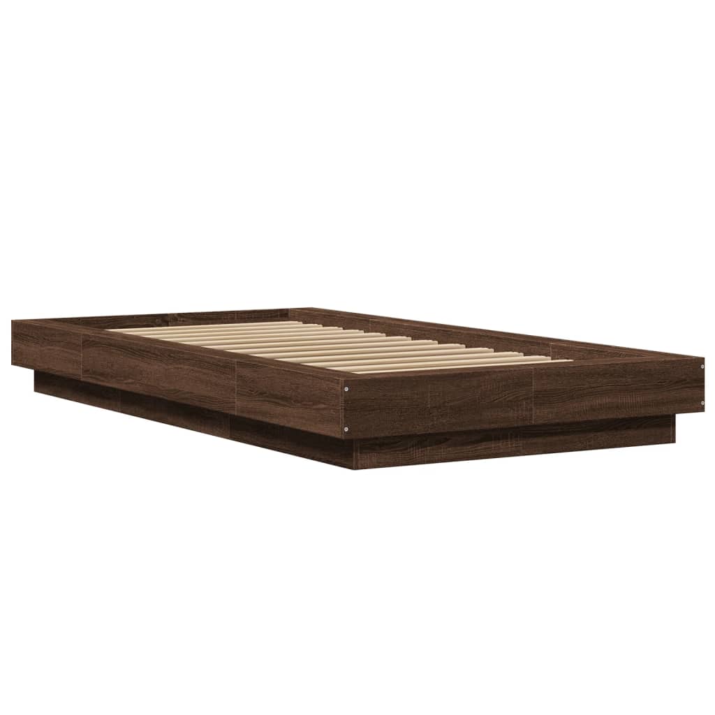 Bed Frame without Mattress Brown Oak 100x200 cm