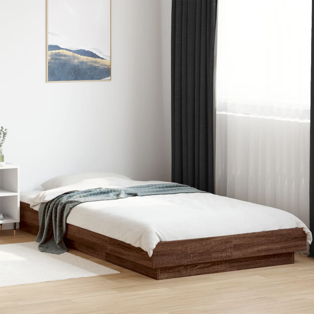 Bed Frame without Mattress Brown Oak 100x200 cm